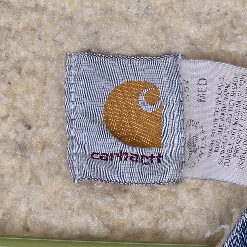 Vintage Carhartt Sherpa denim vest size medium western snaps - Picture 5 of 9